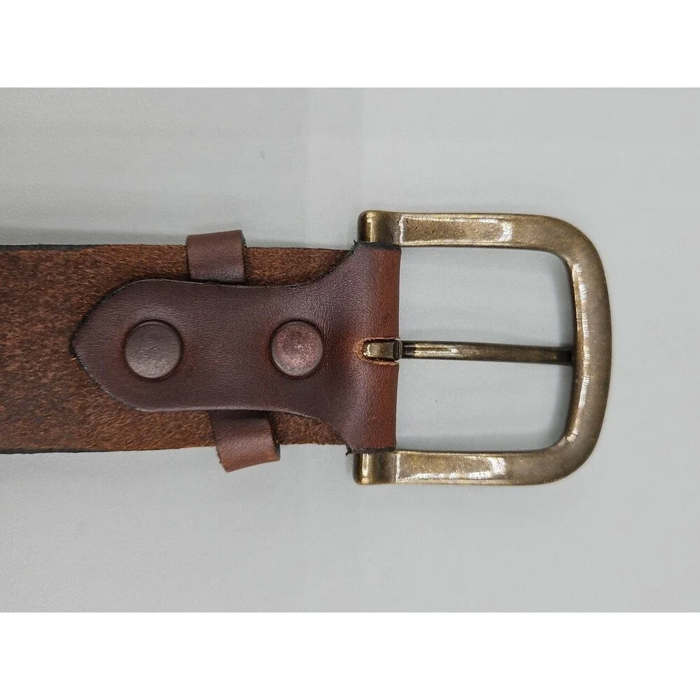 Men's Brown Italian Calf Belt Made in USA Brass Buckle 38 1.5
